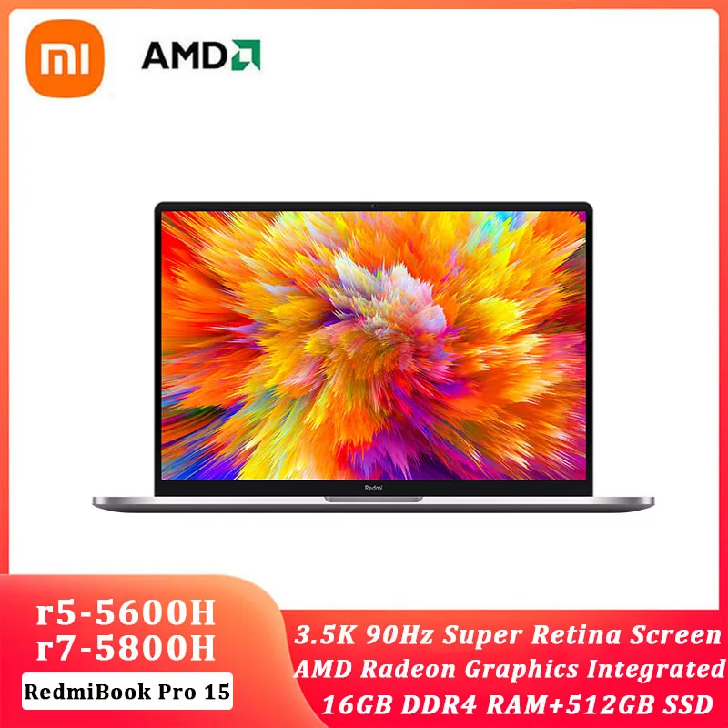 

Ноутбук Xiaomi RedmiBook Pro 15, AMD Ryzen7 5800H/Ryzen5, 5600H, 16 ГБ ОЗУ, 512 Гб SSD, экран 15,6 дюйма 3,2 K Super retina, офисный ноутбук