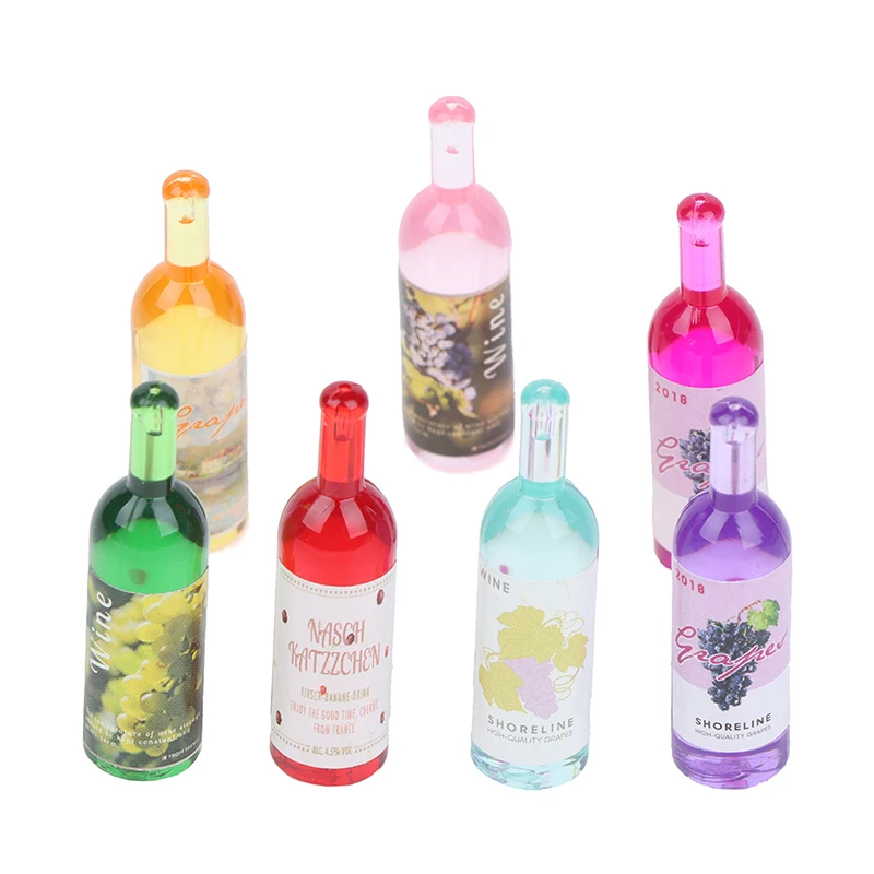 

5 шт. 1/12 миниатюрная полимерная модель бутылки вина для кукольного домика, модель бутылки для красного вина, украшение для кухни