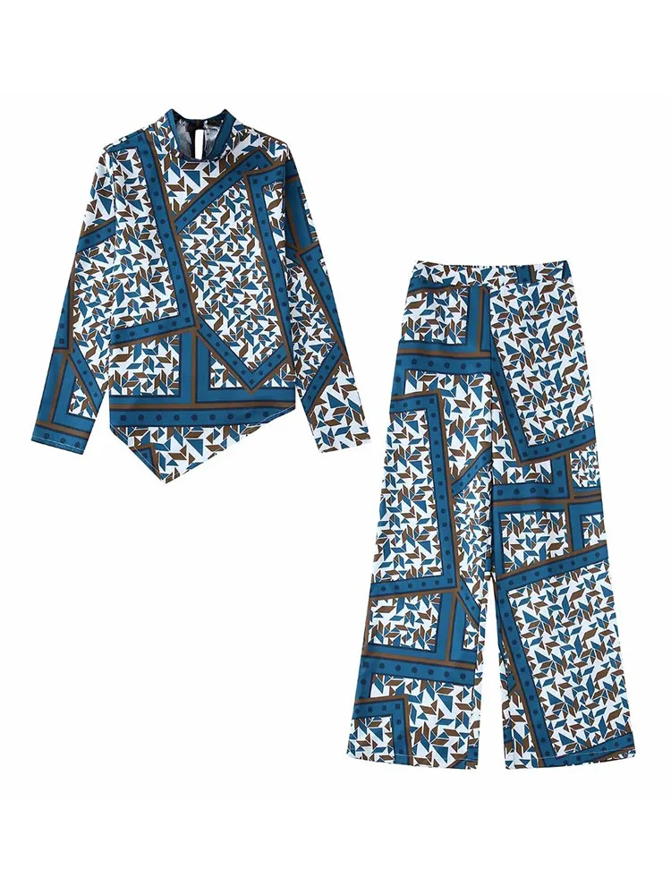 

Женская блузка с длинным рукавом и принтом, осень 2022