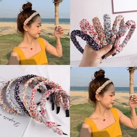 spring 2022 sweet flower printed pleated headbands floral hairbands dress hair hoops korean for women girls headwear accessories