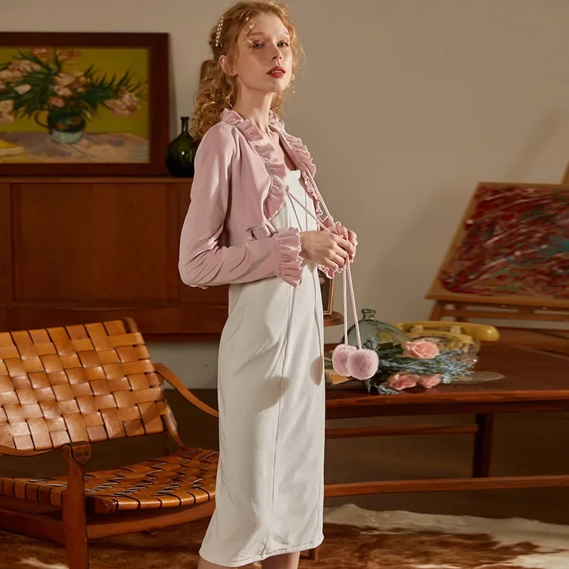 Зимнее женское бархатное Ночное платье женская одежда для сна принцессы накидка