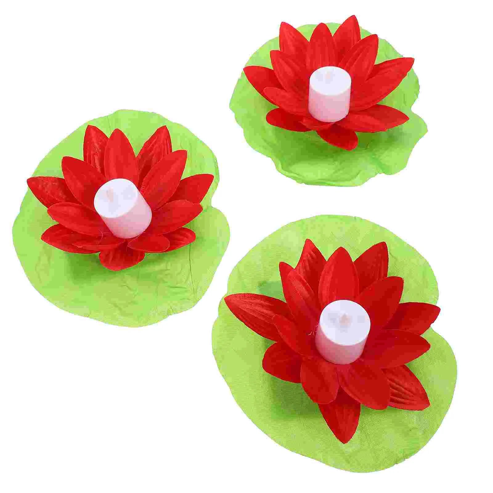 

3Pcs Lotus Shape Candle Lights Water Floating Lights Outdoor Pond Landscape Light