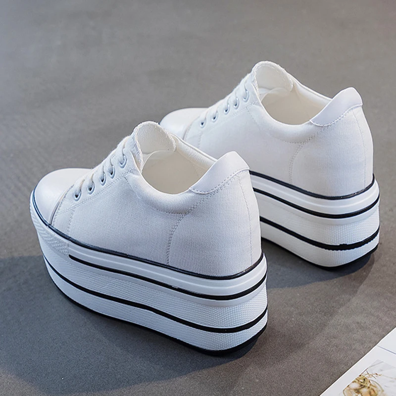Chunky Sneakers Genuine Leather New Wedge Platform Breathable Hollow Vulcanized Summer Fashion Lace Up Ladies female Shoes
