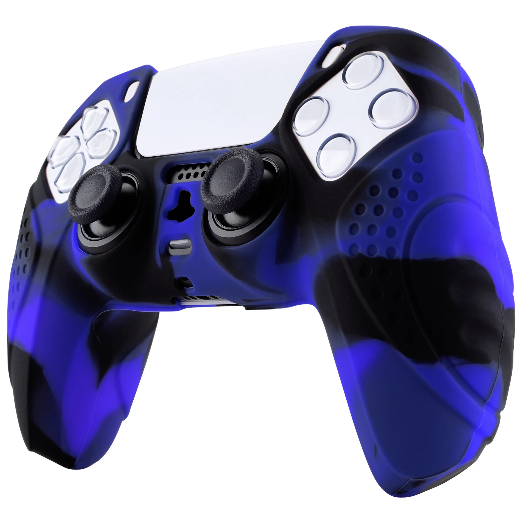

PlayVital Guardian Edition Ergonomic Soft Anti-Slip Silicone Cover Case for ps5 Controller with Thumb Grip Caps - Blue Black