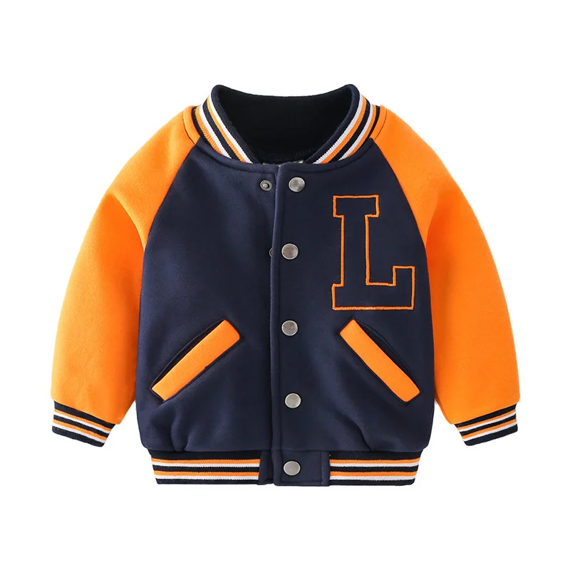 Autumn Jackets For Boys Clothes Children Letter Baseball Uniform Coats Boys Outerwear Spring Kids Warm Fleece Jacket 2-6 Years