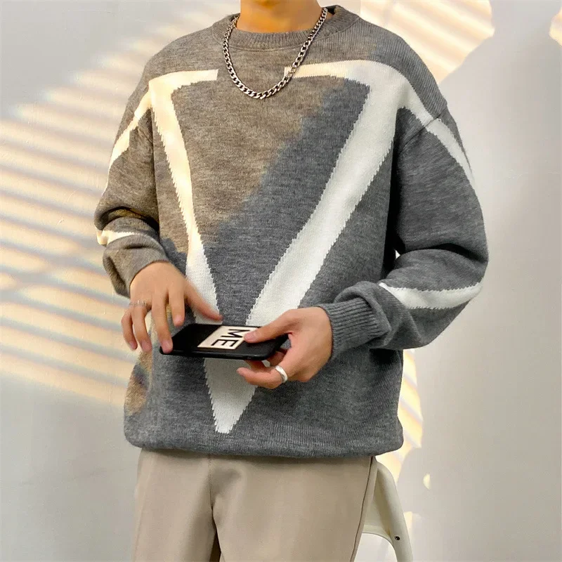 Мужской осенне-зимний вязаный свитер