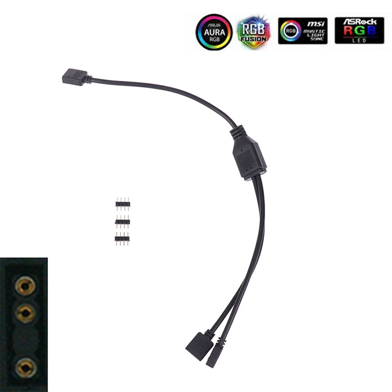 

1pc 5V 3 Pin 12V 4pin ARGB Splitter Connector Extension Cable For PC Computer Fan Motherboard AURA RGB LED Strip Light