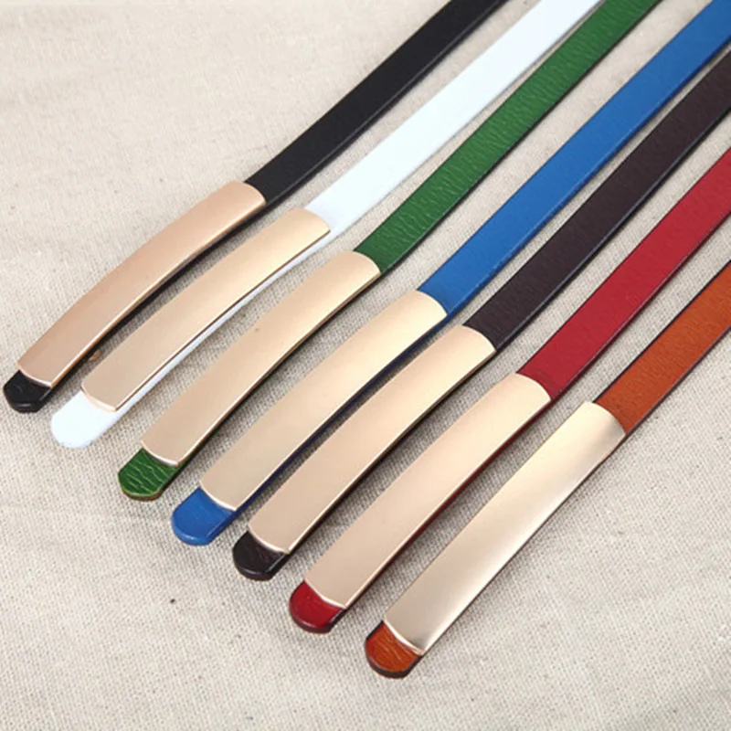 

Ladies Casual Solid Color Two-Layer Leather Fashion Versatile Alloy Smooth Buckle Lightweight Thin Jeans Dress Decorative Belt