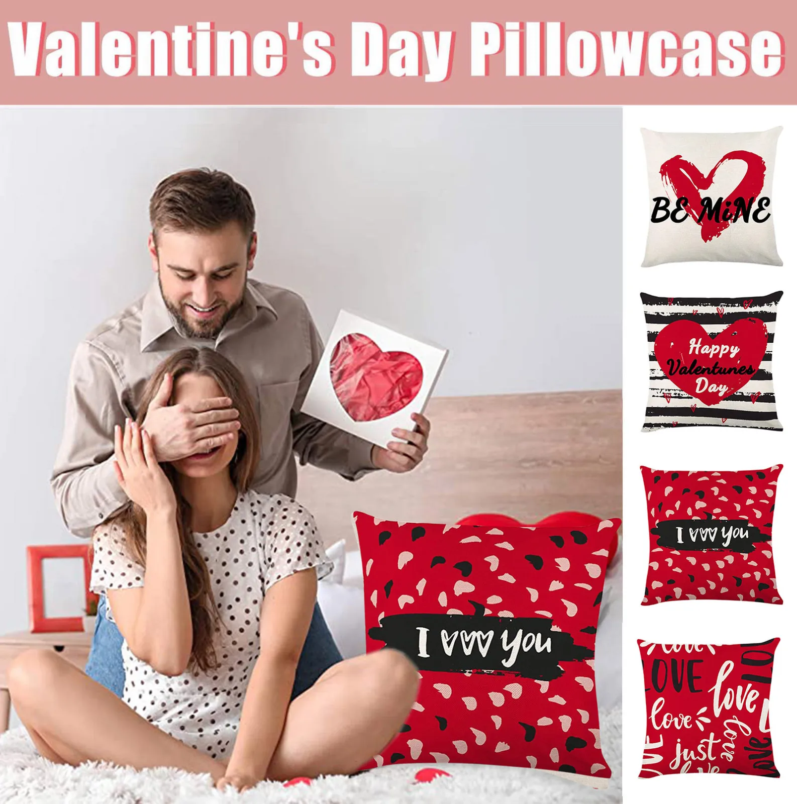 

Set Of 4 Home Valentine's Day Pillowcase Decorative Pillow Case Creative Pillow Case Silk Pillowcase Pillow Case Boxes