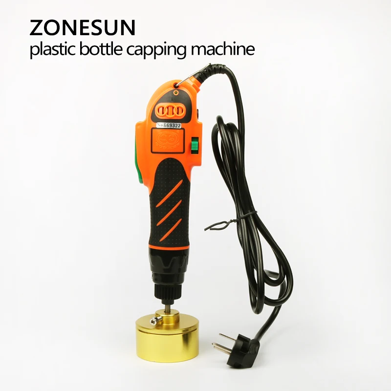ZONESUN Handheld Manual Bottle Capping Machine Electric Bottle Capper Tools for 10-50mm Plastic Bottles 100-240V enlarge