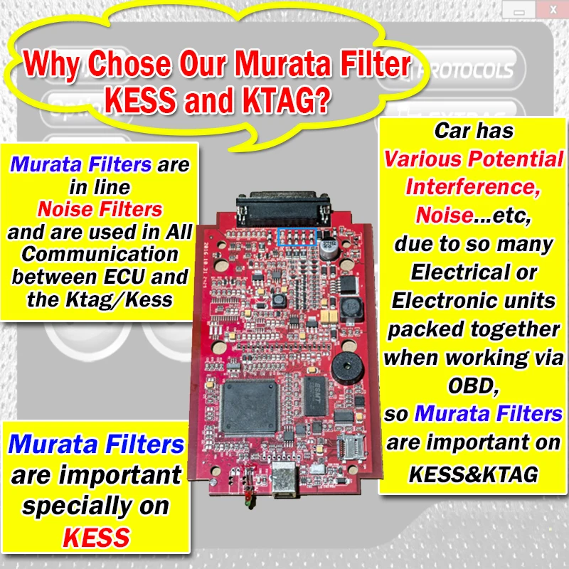 Онлайн-фильтр EU Red Murata Kess V2 V2.80 V5.017 и KTAG V7.020 4-светодиодный комплект OBD2 для