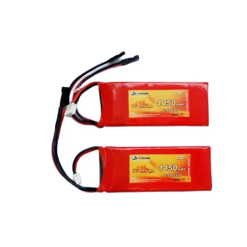 2 шт. Flytown Nano-Tech 1450 мАч 2S1P 6 В 20C ~ 40C LiFePO4 аккумулятор приемника LiFe Rx Pack с черной вилкой