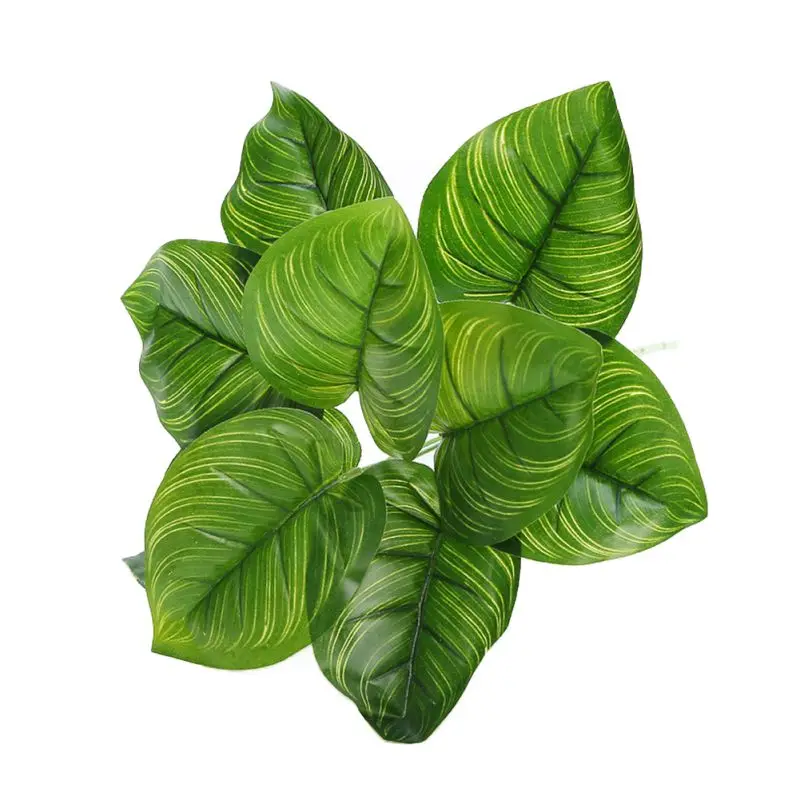 

9 Fork Artificial Plant Plastic Grass Turtle Leaves Wall Green Plant Accessories Party Wedding Decoration Potted Fake Flower