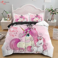 children bedding sets gifts unicorn and colorful horse printing duvet cover sets for kids girls boys 23pcs single pink quilts