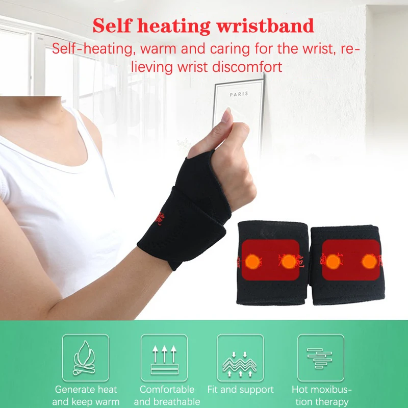 

1 Pair Warm Wrist Brace Self-Heating Wrist Brace Sports Protection Wrist Belt Far Infrared Magnetic Braces Wrist Brace