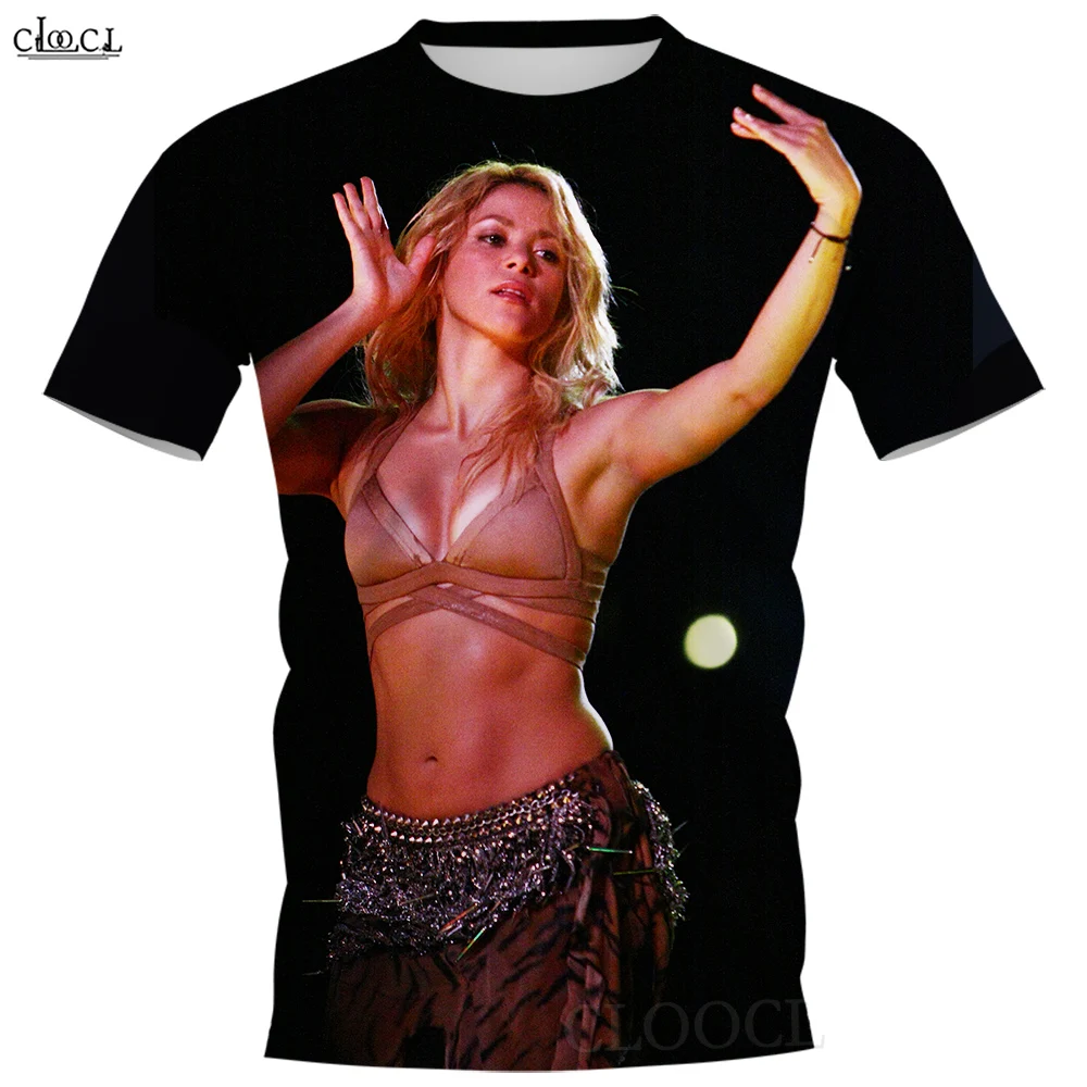 

Унисекс футболка CLOOCL Pop Singer Shakira с 3D принтом, Повседневная футболка с коротким рукавом и круглым вырезом в стиле Харадзюку