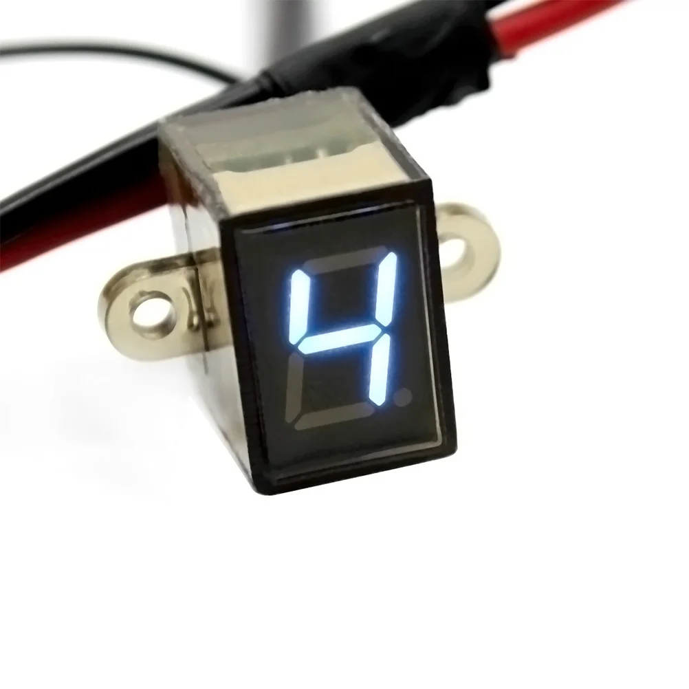 

12V Digital LED Motorcycle 0-6 Gear Indicator Water-resistant Lever Sensor Temperature Resistance - Blue Light (Black)