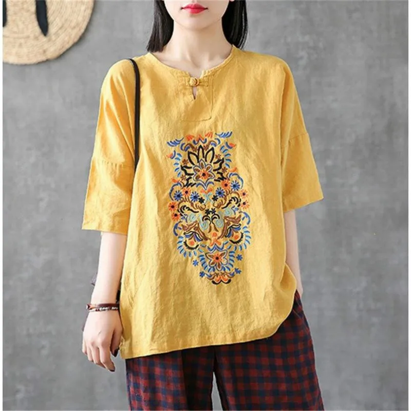 Женская винтажная рубашка в стиле бохо