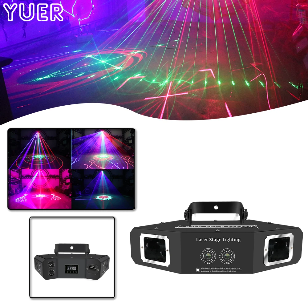 RGB Laser Stage Effect Light DMX512 11CH Music Party Dance Floor Sound Control DJ Disco Stage Wedding Indoor Bar Nightclub