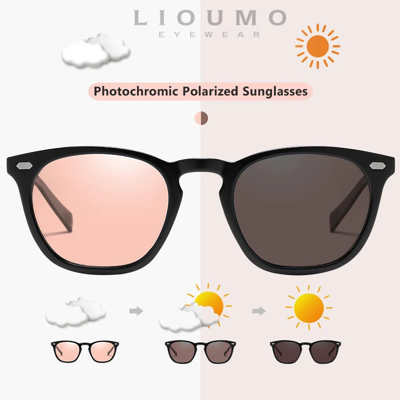

LIOUMO Fashion Polarized Sunglasses For Men Brand Designer Photochromic Round Glasses Women Trendy UV400 Shades zonnebril heren