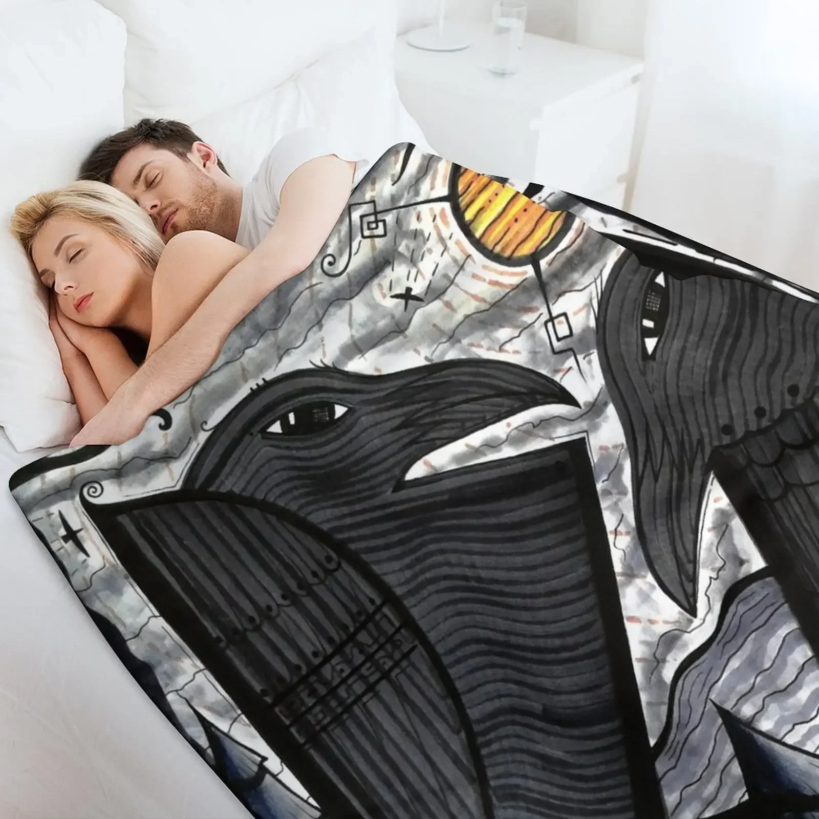 Два корвида под солнцем dk_2020july29a плед одеяло Кемпинг фланелевые клетчатые