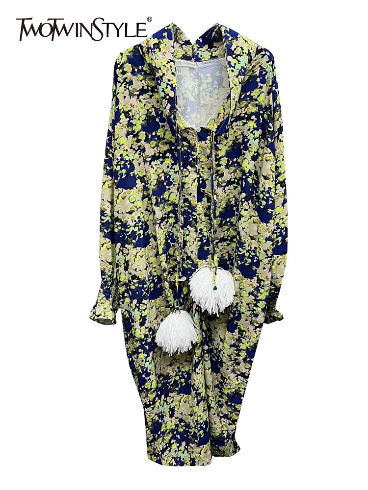 

Женское платье-миди twotwin2, разноцветное платье с v-образным вырезом и длинным рукавом, модная летняя одежда, новинка 2022