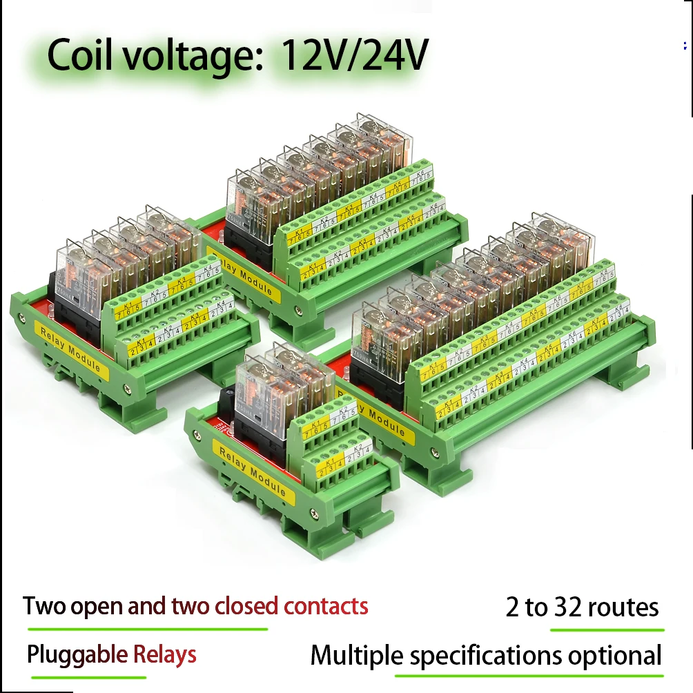 

Relay Module 2NO2NC DC12/24V Input 2 4 6 8 Channels/way Microcontroller PLC Signal Isolation Amplifier Board G2R-2