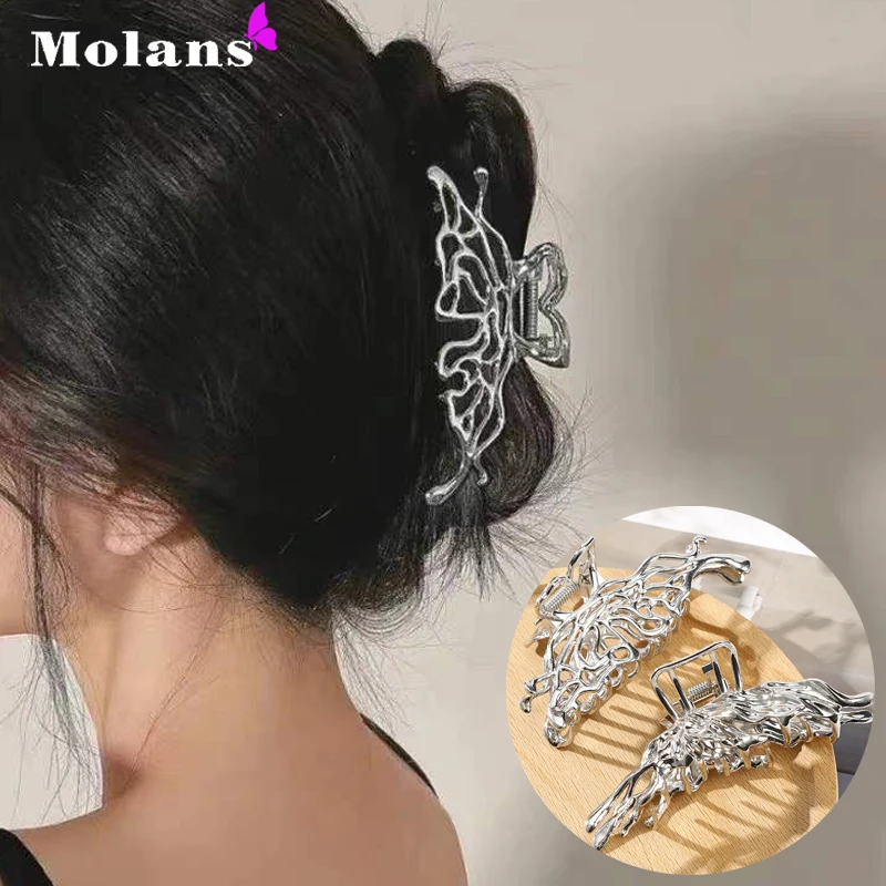 

Molans Women's Alloy Butterfly Hair Clip Korean Style Irregular Silver Metal Clip Ponytail Hair Clip Hair Accessories For Girls