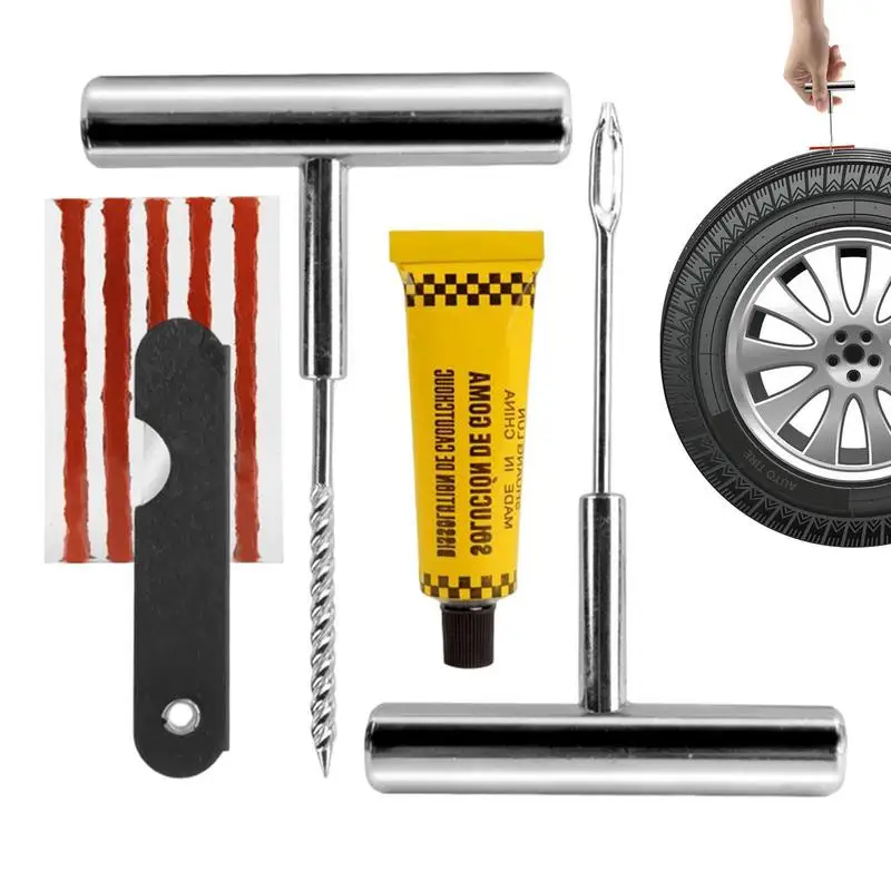 

Tire Patch Kit Compact Tire Repair Kit Heavy Duty Flat Tire Puncture Repair Kit For Cars Trucks Motorcycles Set Of 6 Pcs