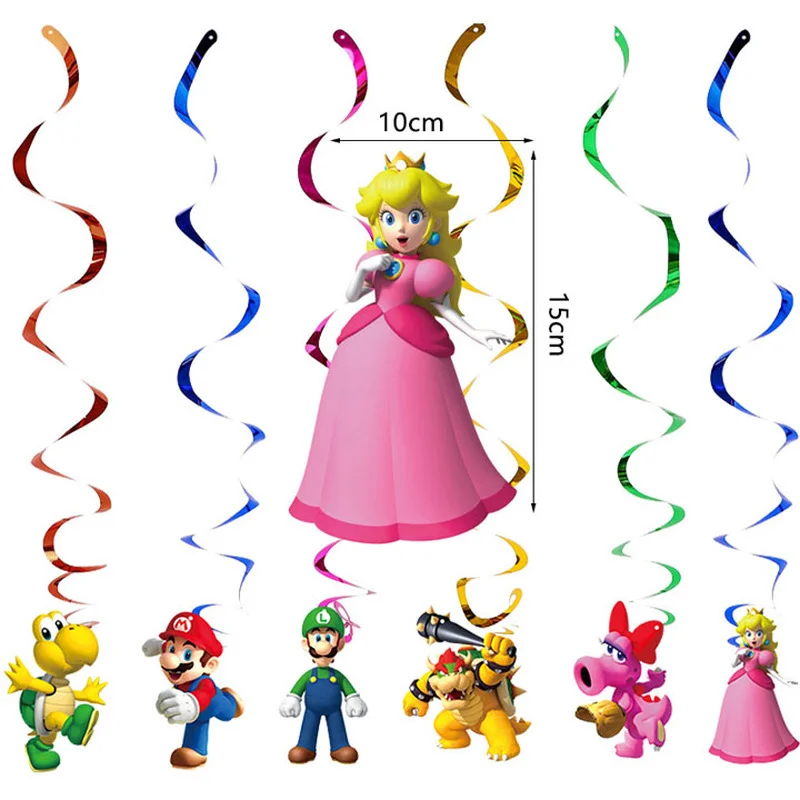 

Набор для детской вечеринки в стиле аниме Марио Брос Луиджи боусер принцесса персиковый гриб тематическое подвесное украшение для детског...