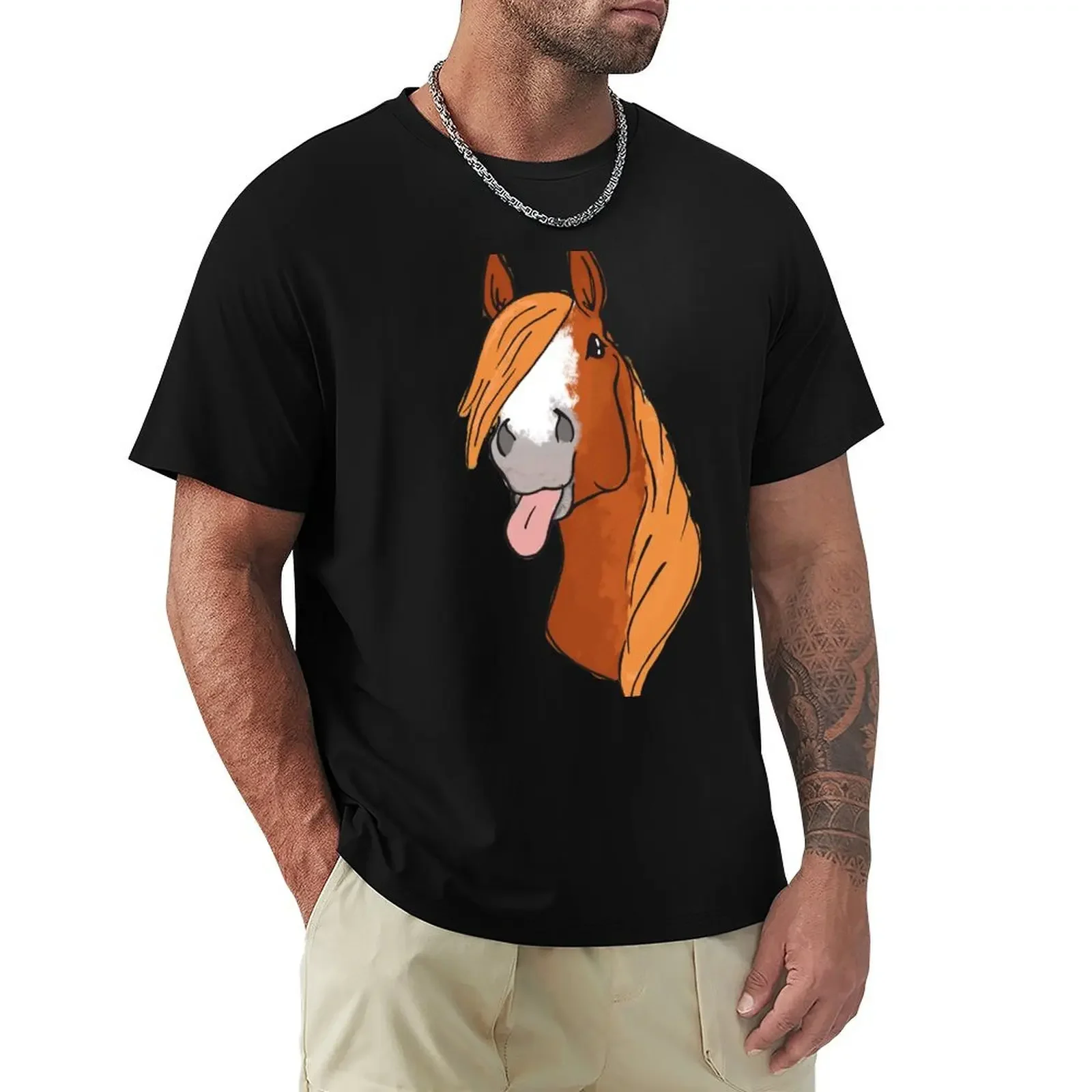Фото Футболка Sassy Mare, мужская одежда, футболка с рисунком, винтажная черная футболка, мужская футболка 100, ℅   хлопок №1