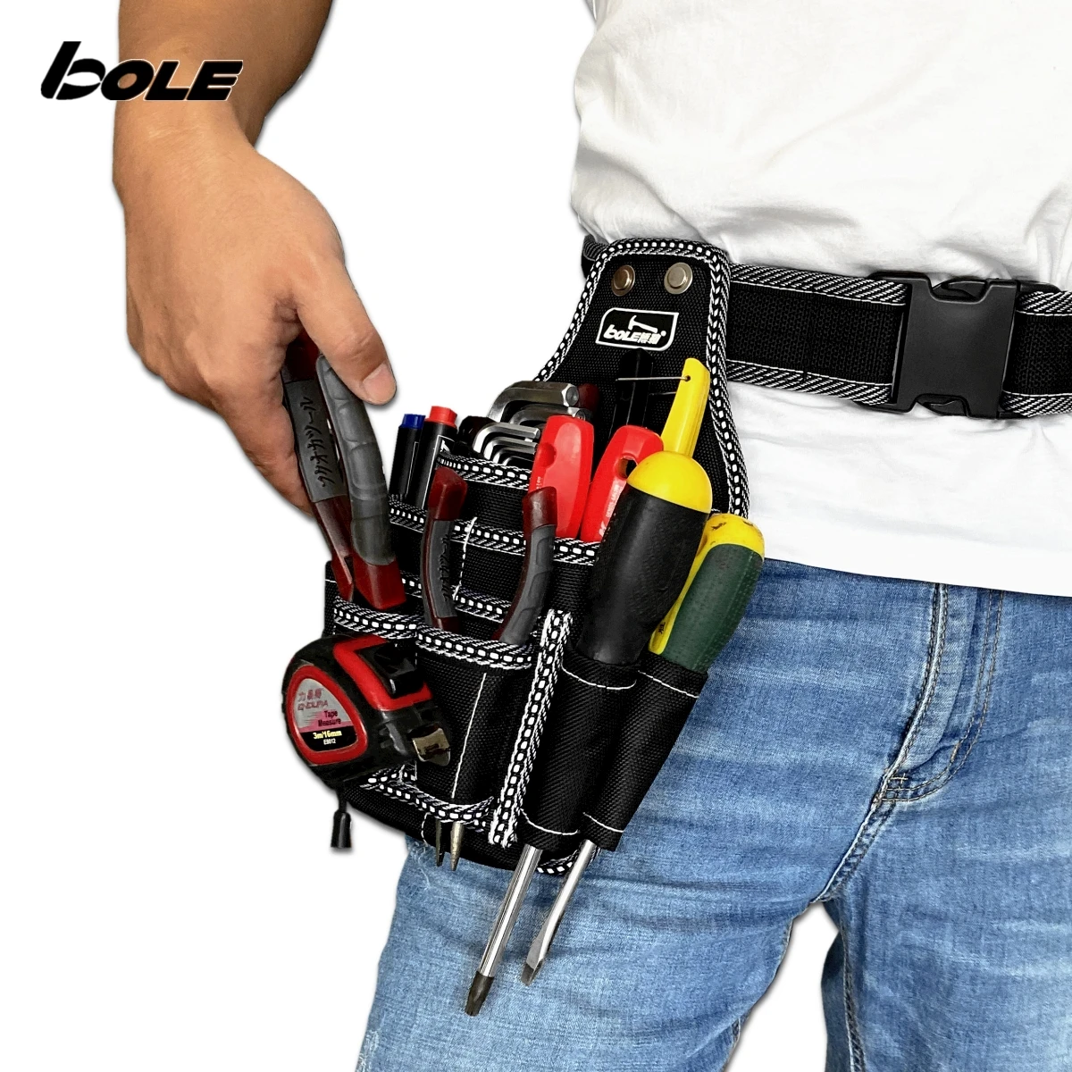 BOLE-bolsillo para herramientas eléctricas, juego de destornilladores, alicates, multifuncional, reforzado, resistente al d