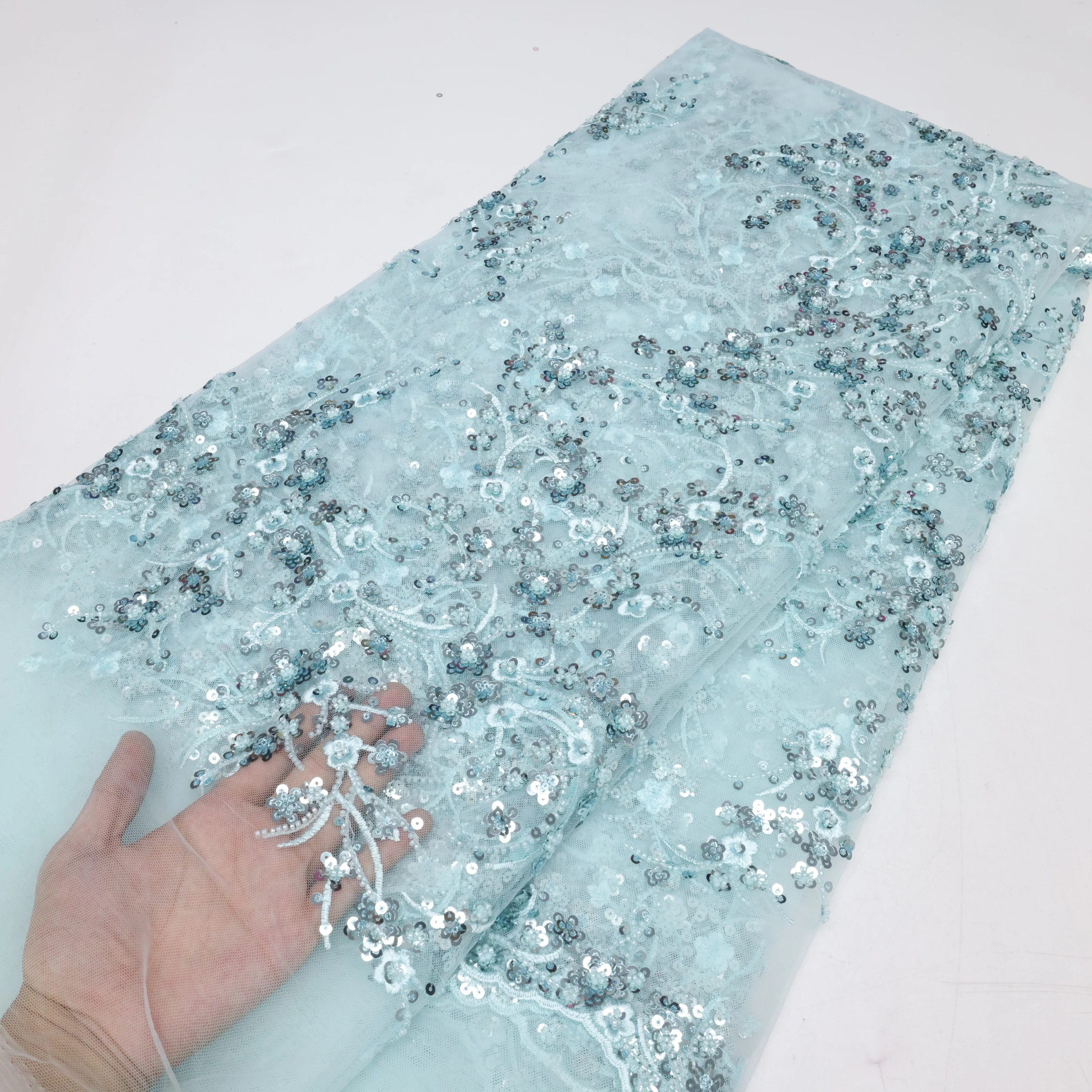 Высококачественная Африканская Кружевная Ткань Ручной Работы С Бусинами