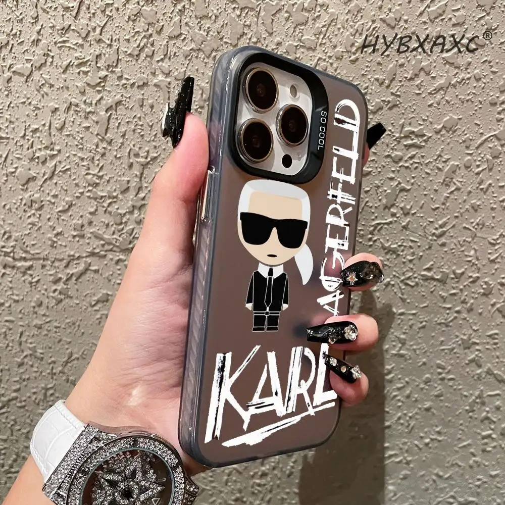 Фото Мультяшный крутой чехол для телефона с милым котом K-K-Karls-S для iPhone 17 16 15 14 13 12 11 Pro Max Air, матовый, лазерный, с эффектом северного сияния, разноцветный №4