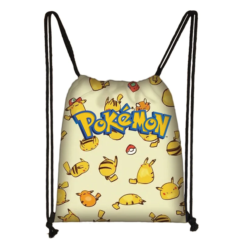 

Kawaii 32*38cm Pokemon Drawstring Pikachu Mewtwo Venusaur Eevee Greninja Blastoise Drawstring Carrying School Bag Backpack