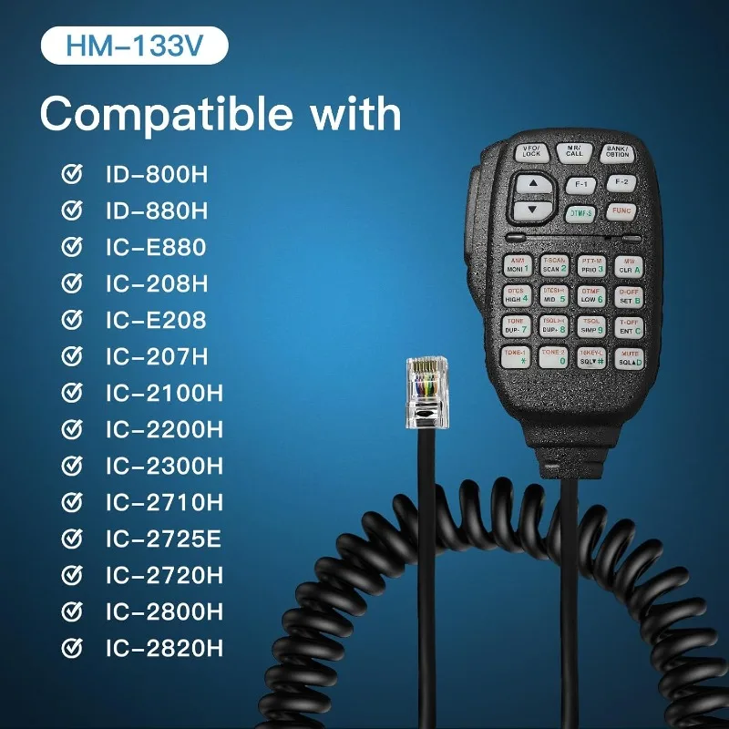 Фото 5 шт. портативных микрофонов HM-133V DTMF с разъемом RJ45 8Pin для автомобильных радиостанций Icom ID-800H, ID-880H, IC-2200H, IC-2300H, HM133V №3