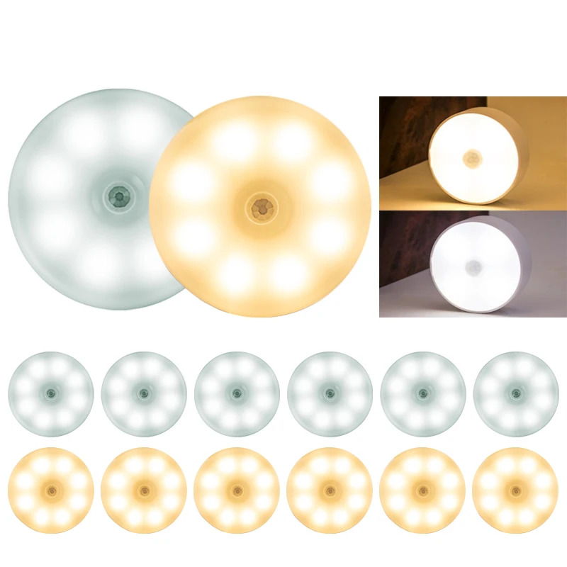 

Motion Sensor LED Under Cabinet Lights Rechargeable Puck Night Lights For Home Bedroom Kitchen Closet Counter Pantry Stairs