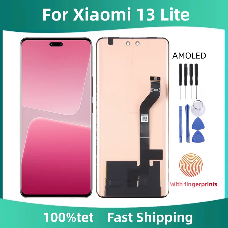 

ЖК-дисплей AMOLED 6,55 дюйма для Xiaomi 13 Lite с сенсорным экраном и дигитайзером в сборе, запчасти для Xiaomi 13 Lite, ЖК-дисплей