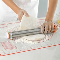 17 inch adjustable thickness rolling pin stainless steel flour rolling pin with scale kneading pad panel kitchen baking tool