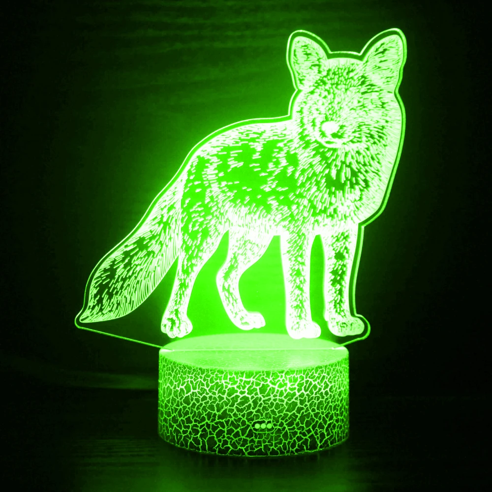 Ночник в виде животного волка для детей 3D иллюзия ночная лампа изменение цвета
