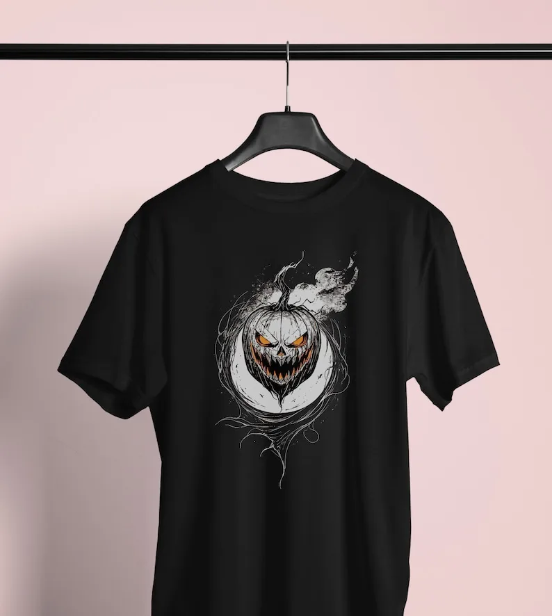 Футболка с тыквой ужасов рубашка волком одежда в стиле гранж ликантопия