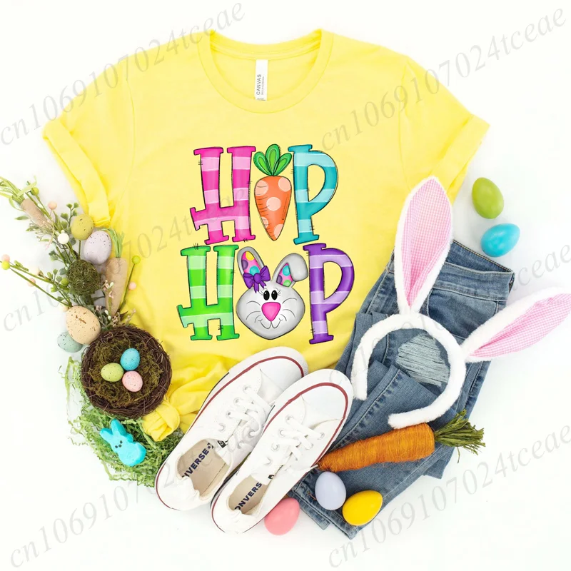 Hip Hop Easter Bunny Print Women T-shirt Tshirt Summer Cute Graphic Fashion Female T Shirts Woman Clothing