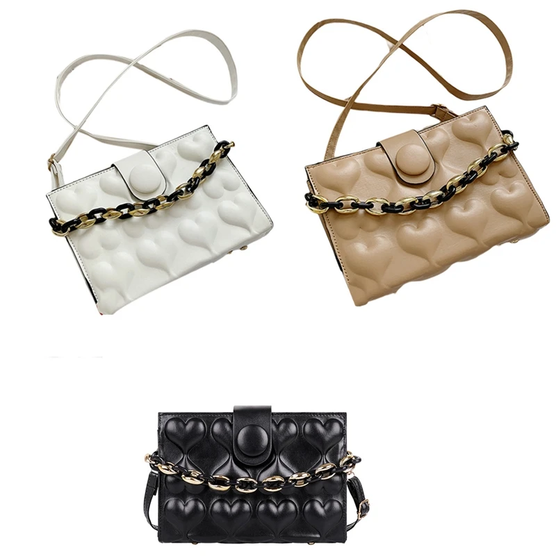 

Indentation Love Women's Bag Casual Design One-Shoulder Messenger Bag Simple Chain Small Square Bag
