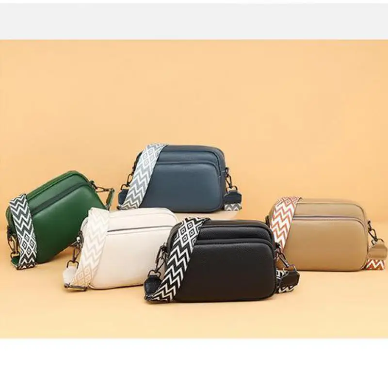 High-quality First-layer Cowhide Bag Women's Fashion Simple Lychee Pattern Shoulder Messenger Genuine Leather  Small Square Bags