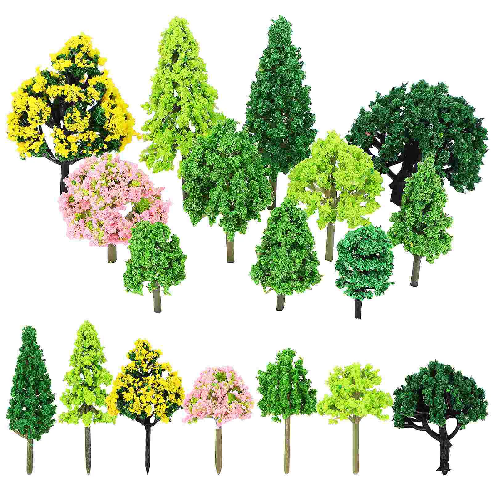 

55 Pcs Decor Model Train Accessories Decorate Tree Plastic Scenery Mini Trees Miniature Crafts