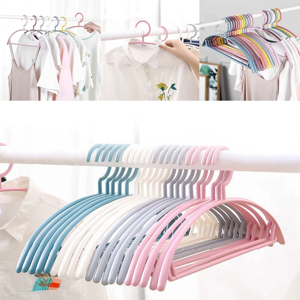 

5Pcs Clothes Hanger Household Hanger Arc Design Plastic Wide Shoulder Semi-circular Hanger Seamless Hanging Organizer Horse