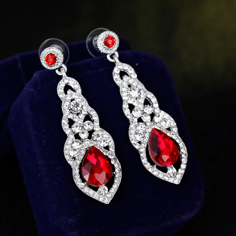 

Fashion Luxury Artificial Rhinestone Water Drop Long Earrings Women Elegant Wedding Party Birthday Banquet Jewelry Gifts