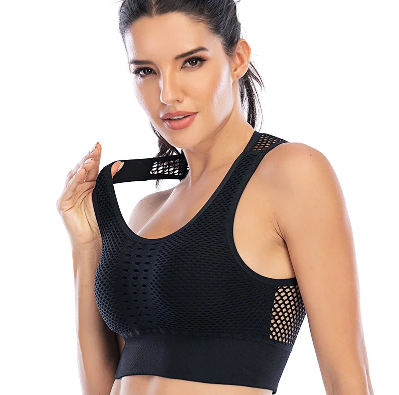 Women Breathable Active Bra Sports Bra Sexy Mesh Sports Top Push Up Gym Fitness Underwear Female Seamless Running Yoga Bra