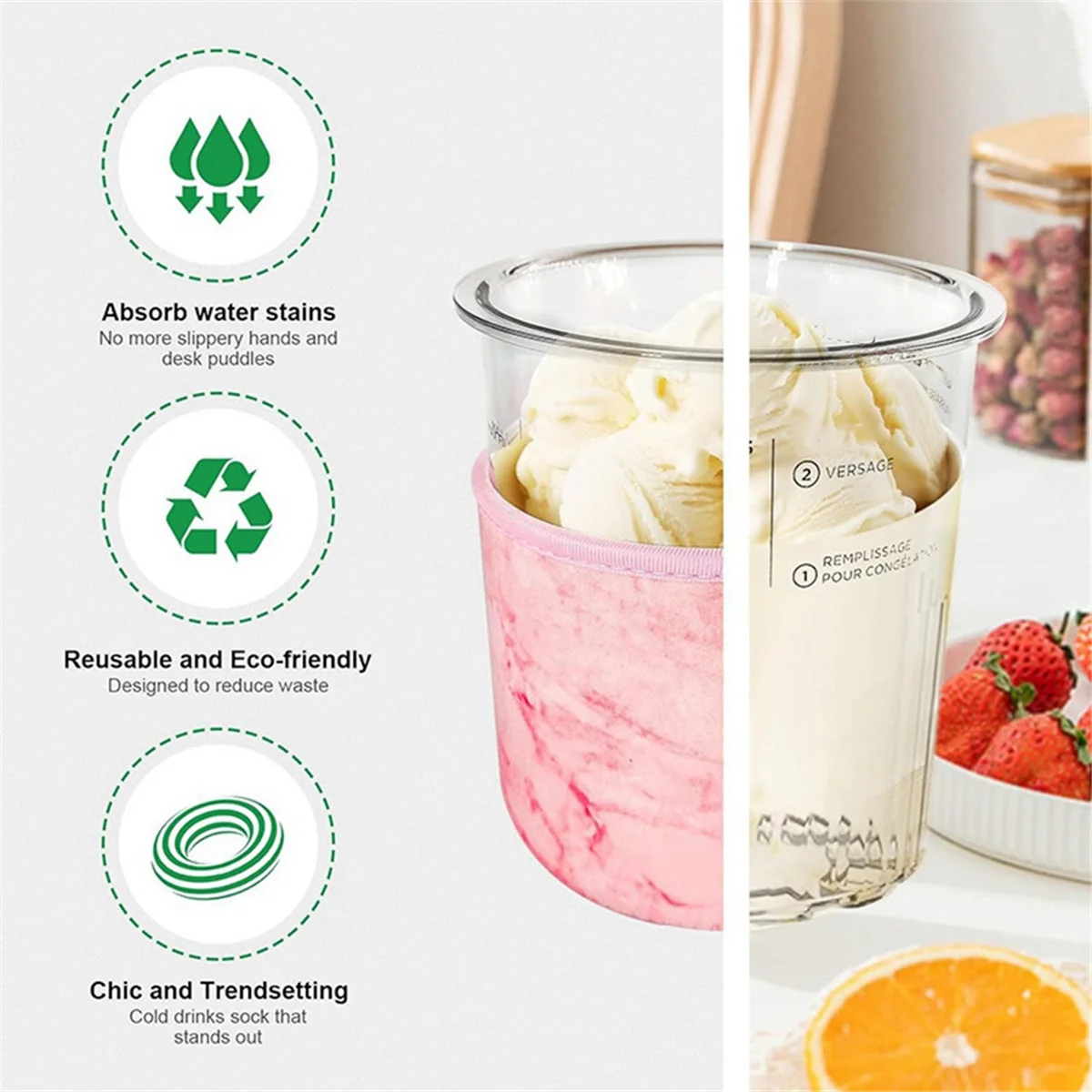 Упаковка из 4 неопреновых рукавов для мороженого 16 унций ниндзя Creami Deluxe Accessories