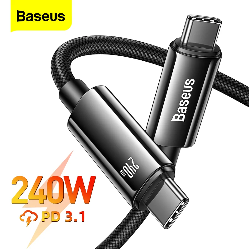 

Baseus 240W USB C Cable Power Wire PD3.1 for MacBook Samsung S22 Xiaomi USB C to USB C PD Cable 48V5A Fast Charging Type C Cable